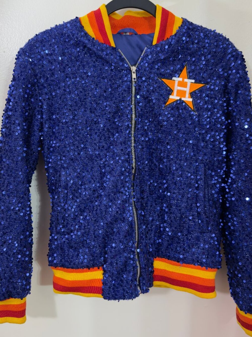 Houston Astros Women's Sequin Bomber Jacket Size Medium
